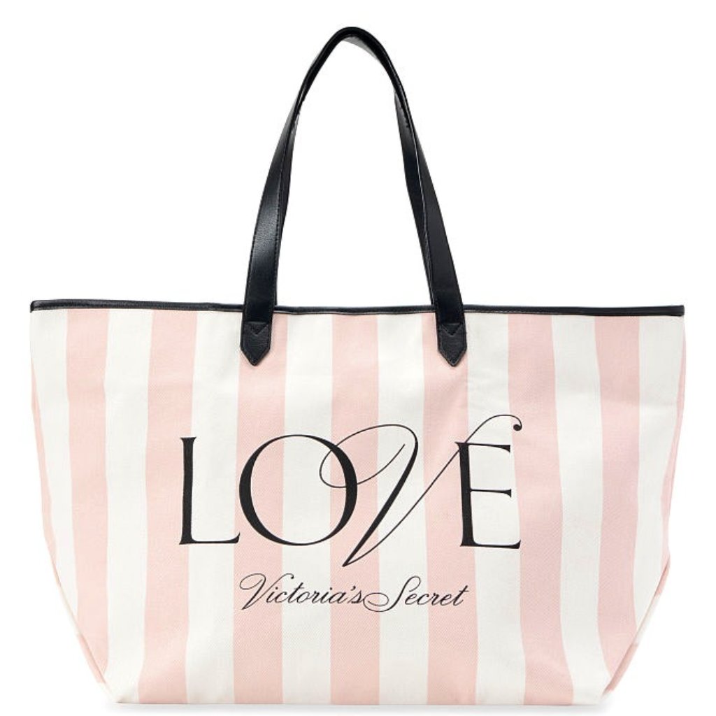 Victoria Secret Love Stripe Pink Tote Free